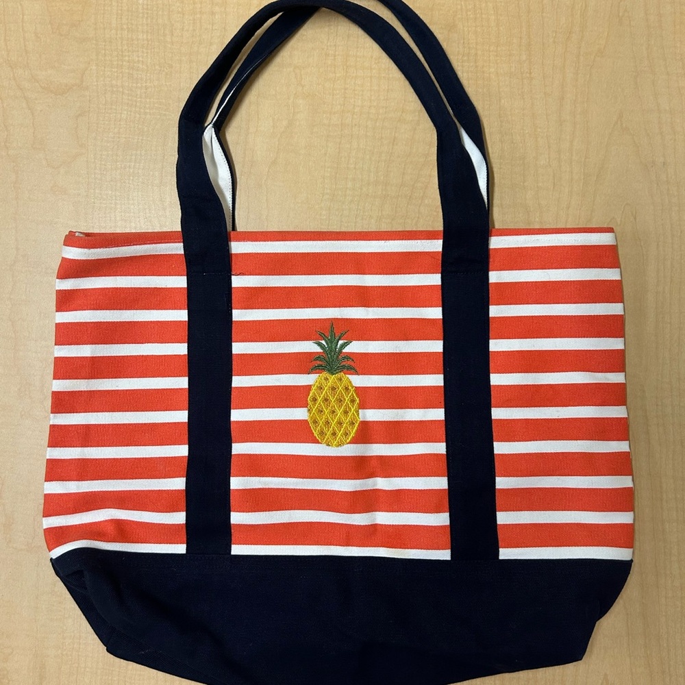 Nautical Striped Tote with Pineapple Accent